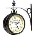 thumbnail image 2 of Two Sided Train Station Wall Clock Black Vintage Design Clock Watch, 2 of 2