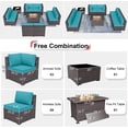 thumbnail image 2 of Kullavik Patio Furniture set Sectional Sofa 10 Pieces PE Rattan Wicker Patio Conversation Set w/43" Gas Fire Pit Table, Outdoor Furniture with 55000 BTU Propane Fire Pit,Blue, 2 of 7