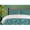 thumbnail image 4 of Ambesonne Floral Duvet Cover Sets, Spring Growth Meadow Design, 2-Queen, Dark Teal and Pale Orange, 4 of 6