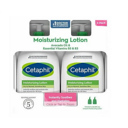 Cetaphil Moisturizing Lotion, Dry to Normal Sensitive Skin, 20 fl oz, 2 Count
