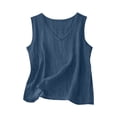 thumbnail image 2 of Neewe Womens Summer Tank Tops Plain Round Neck Sleeveless Casual Loose Fit Split Hem Basic Blouse Shirt, 2 of 4