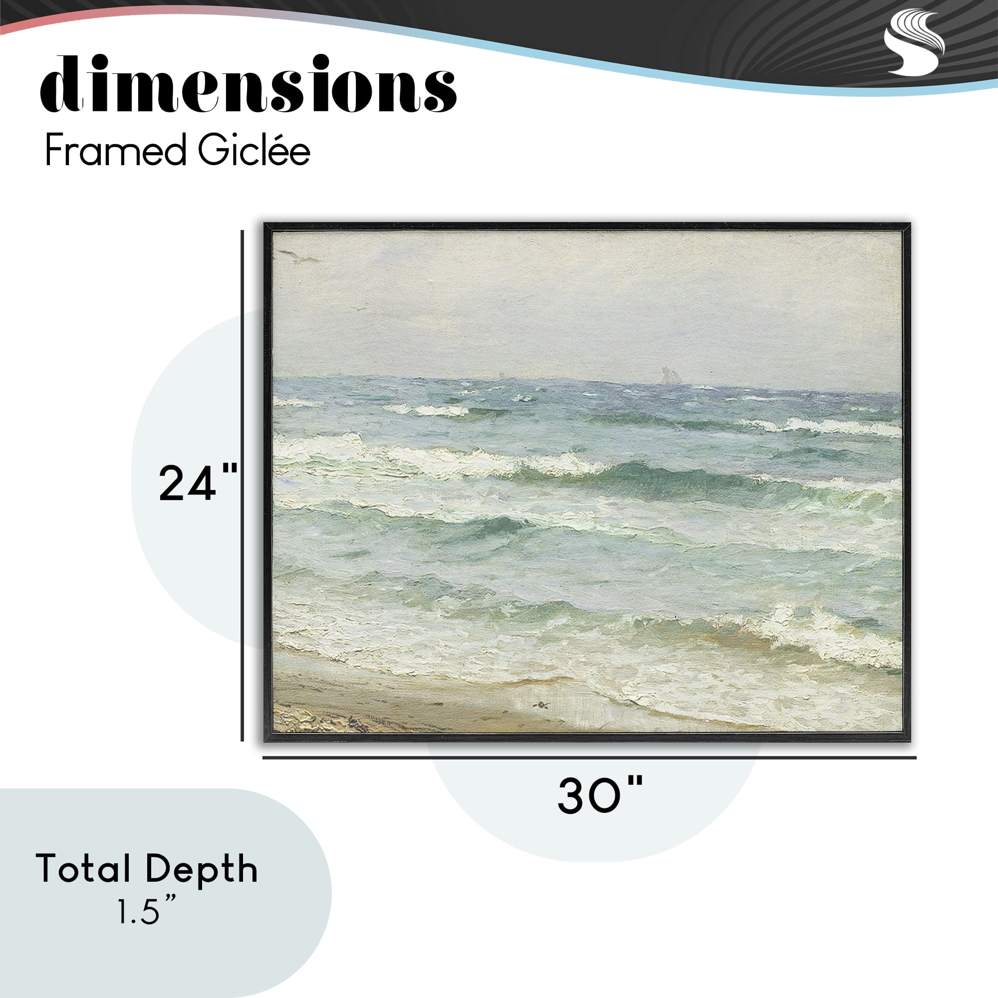 Stupell Industries Vintage Waves on The Shore Black Framed Giclee Art, design by Leah Straatsma
