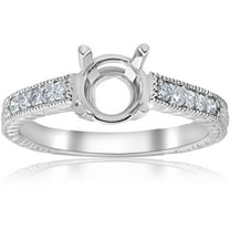 Pompeii 1/5ct Hand Engraved Diamond Engagement Ring Setting 14k White Gold Fits 6-6.5mm