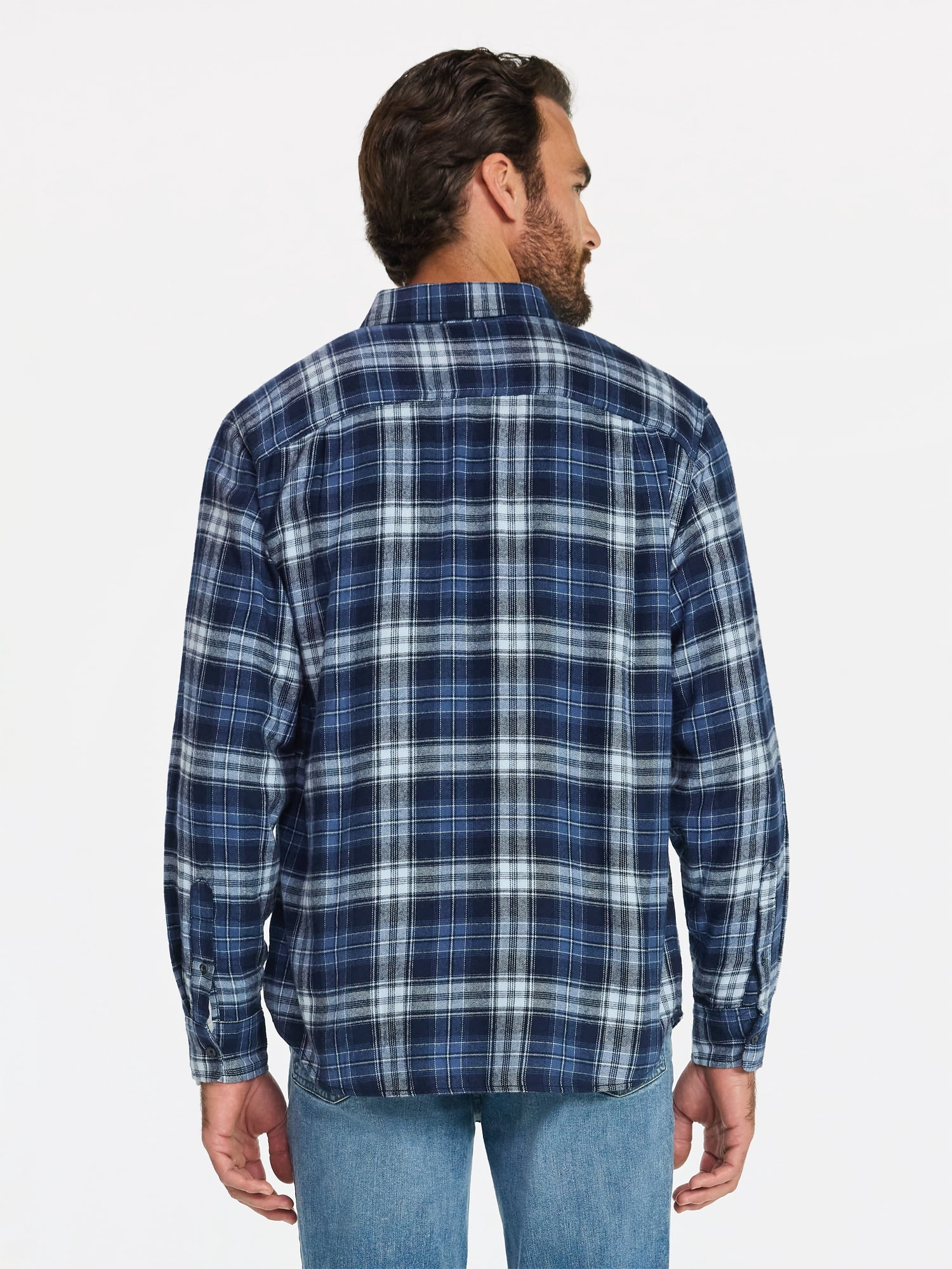 George Men's Double Pocket Flannel Shirt, 2 Pack, Sizes XS-3XLT