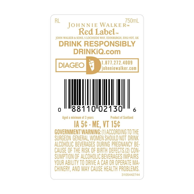 Johnnie Walker Red Label Blended Scotch Whisky, 750 ml, 40% ABV | Whisky