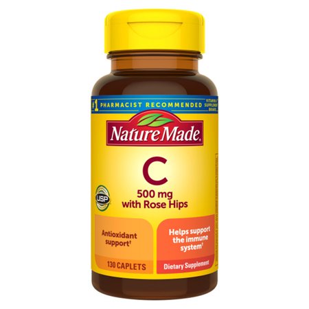Vitamin C with Rose Hips, 500 mg, 130 Caplets, Nature Made