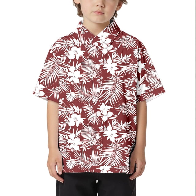 Chemise Décontractée de Plage pour Enfants, Confortable, Tendance, Commerce Extérieur, Col Boutonné, Manches Courtes, Pack de Chemises de Musculation, Chemise de Basketball pour Garçons