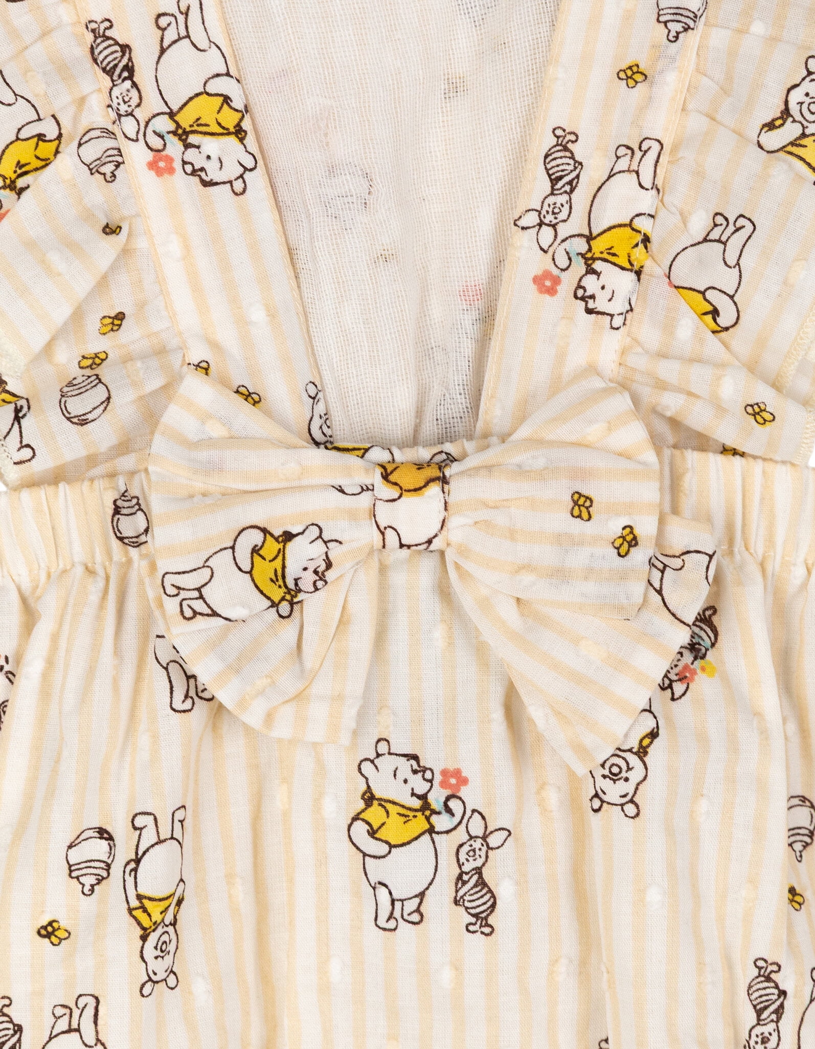 Disney Winnie the Pooh Piglet Square Neck Sleeveless Ruffle Romper Newborn to Infant