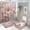 Style-4, variant on Pink Romantic Roses Shower Curtain 4 Piece Sets with Non-Slip Rugs,Toilet Lid Cover and Bath Mat Modern Flower Plants Floral Waterproof Shower Curtain with 12 Hooks Bathroom Set Home Decor