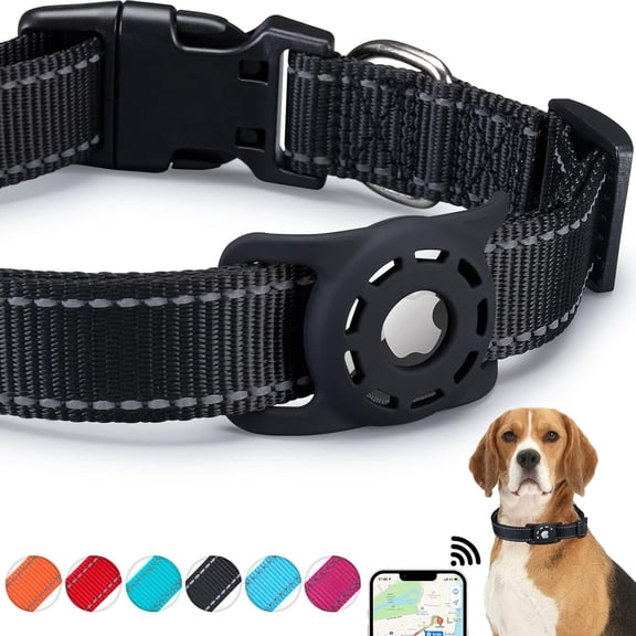 Reflective Dog Collar, Compatible with AirTag, Nylon Pet Cat Puppy Collar for Small, Medium, Large, and Extra Large Dogs