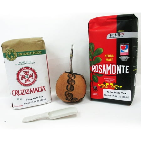 Neck Cup Kit - Argentina Mate Gourd Cup Straw Bombilla Yerba Rosamonte Cruz DeMalta Tea Bag Kit