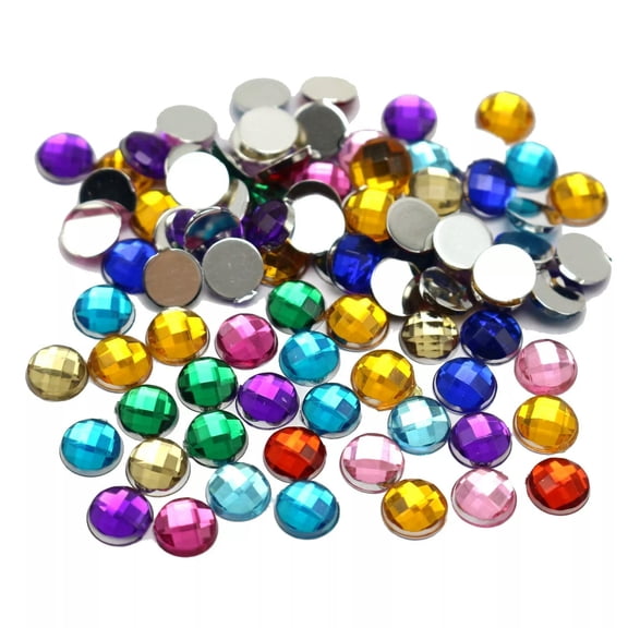 U8MO 500 Mixed Colour Acrylic Flatback Round Faceted Rhinestone Gems 6mm No Hole