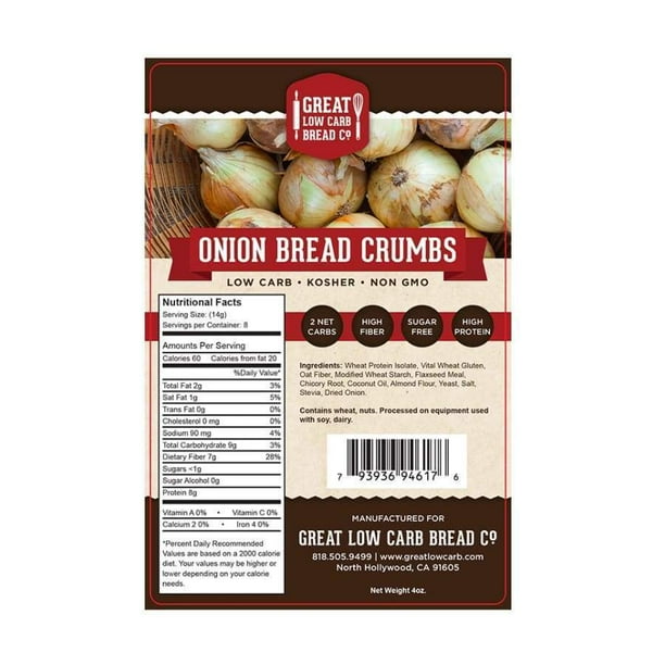 Great Low Carb Bread Crumbs (4oz) - Onion Size: One Pack ...