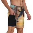 thumbnail image 2 of Balery Sailing Dancing Dolphin Bañador para hombre, shorts de playa de secado rápido con entrepierna y forro de compresión-XX-Large, 2 of 6