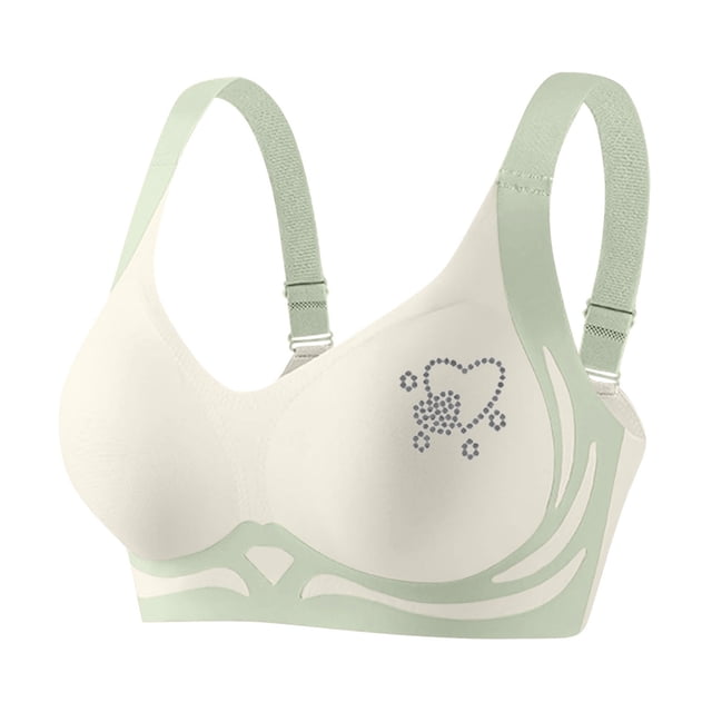 Bocqde Seamless Sport Bras for Women Plus Size Stretch Breathable Wire-Free Gathering Push Up Yoga Bra Rhinestones Soft Support Full Coverage Bra with Adjustable Strap, M-4XL