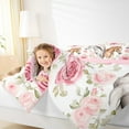 thumbnail image 3 of Manfei Pink Country Floral Queen Comforter Set,Rustic Farmhouse Cabin Bedding Sets,Farm Animal Horse Bedding Comforter Set For Girl Teens,Breathable Home Decor Reversible,3-Piece, 3 of 7
