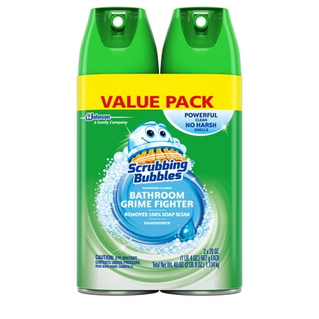 Scrubbing Bubbles Bathroom Grime Fighter Aerosol, Rainshower, 20 oz, 2 (Best Grout To Use On Shower Floor)