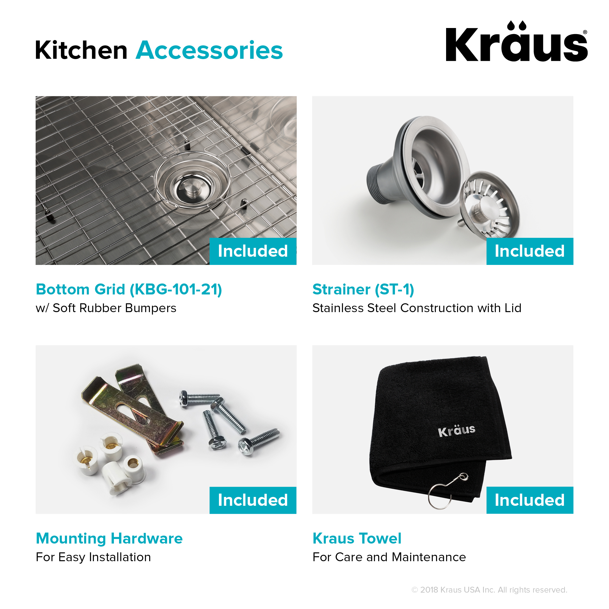 Kraus USA, Accessories, Bottom Grids