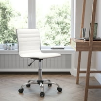 BizChair Low Back Designer Armless White Ribbed Swivel Task Office Chair