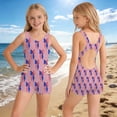 thumbnail image 2 of Shadoumai Girls One Piece Swimsuit Age 10-12 Keyhole Tankini for Girls Quick Drying Tropical Print Bathing Suits for Girls Spaghetti Strap Swimwear with Cover Up Skirt, 2 of 4
