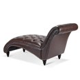 thumbnail image 6 of GZXS Chaise Lounge Chair, Button-Tufted Modern Lounger with Wood Legs, PU Upholstered Sleeper Sofá Nailhead Trim for Indoor Living Room, Bedroom, Dark Brown, 6 of 9