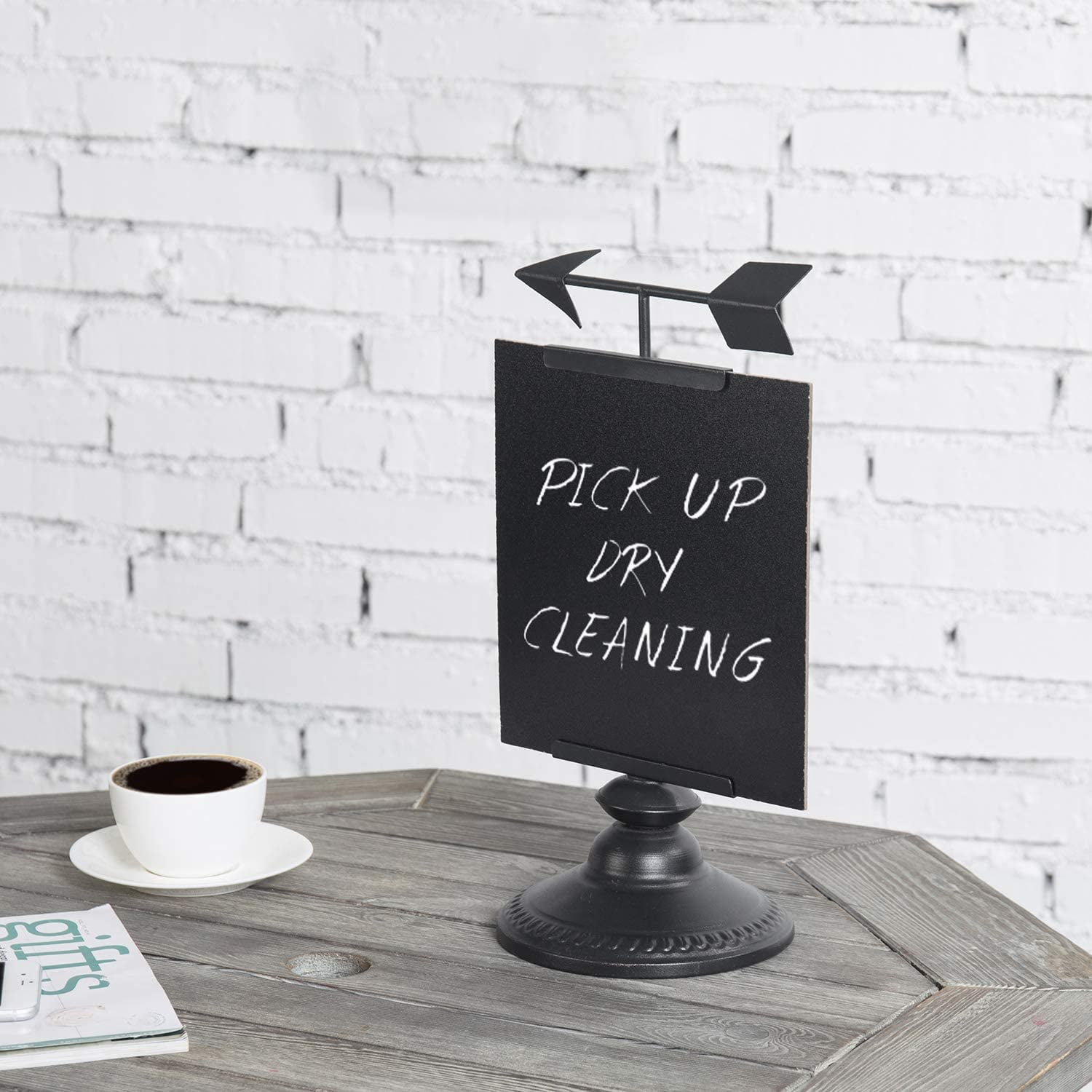 MyGift 15 inch Vintage Tabletop Black Metal Message Board, Chalkboard