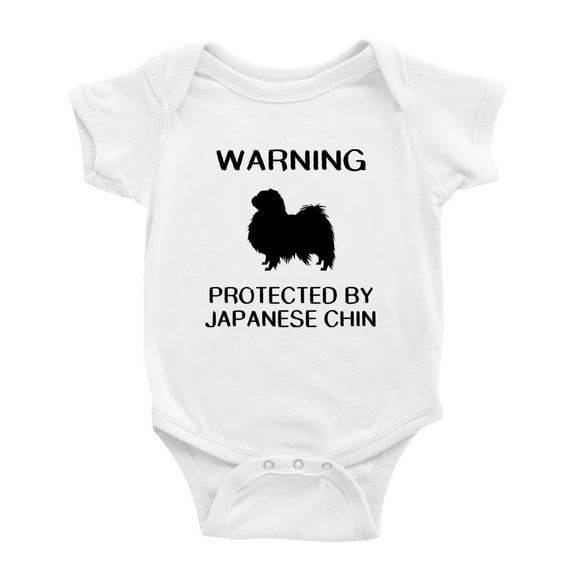 Warning: Protected by A Japanese Chin Dog Funny Baby Bodysuits (White,0-3 Months)