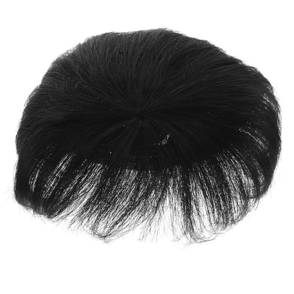 Tineasur Natural Black Mens Toupee for Bald Spots Short Wig for Cosplay and DIY Use