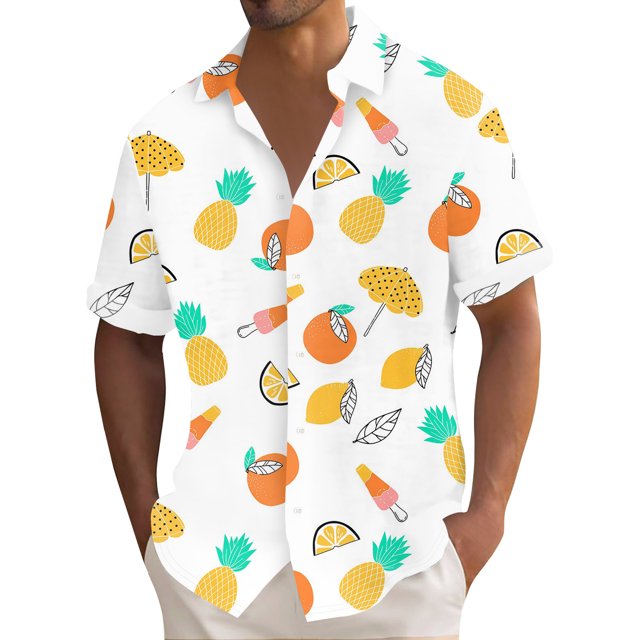 Hawaiian Shirt For Men, Men's Vintage Button Down Bowling Shirts Short Sleeve Summer Beach Shirt2XL