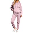 thumbnail image 2 of Dwellite Women's 2 Piece Outfits Fall Sweatsuits Oversized Hoodies Wide Leg Sweatpants Tracksuits Lounge Matching Sets Light pink L, 2 of 6