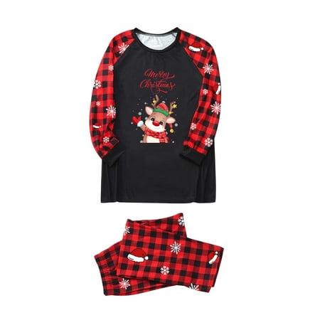 

JDEFEG New Years Pajamas for Family Of Parent Child Women Mom Outfit Merry Christmas Plaid Parent Child Plaid Long Sleeved Trousers Pajama Set Matching Family Christmas Pajamas Plus Size Black Xxl