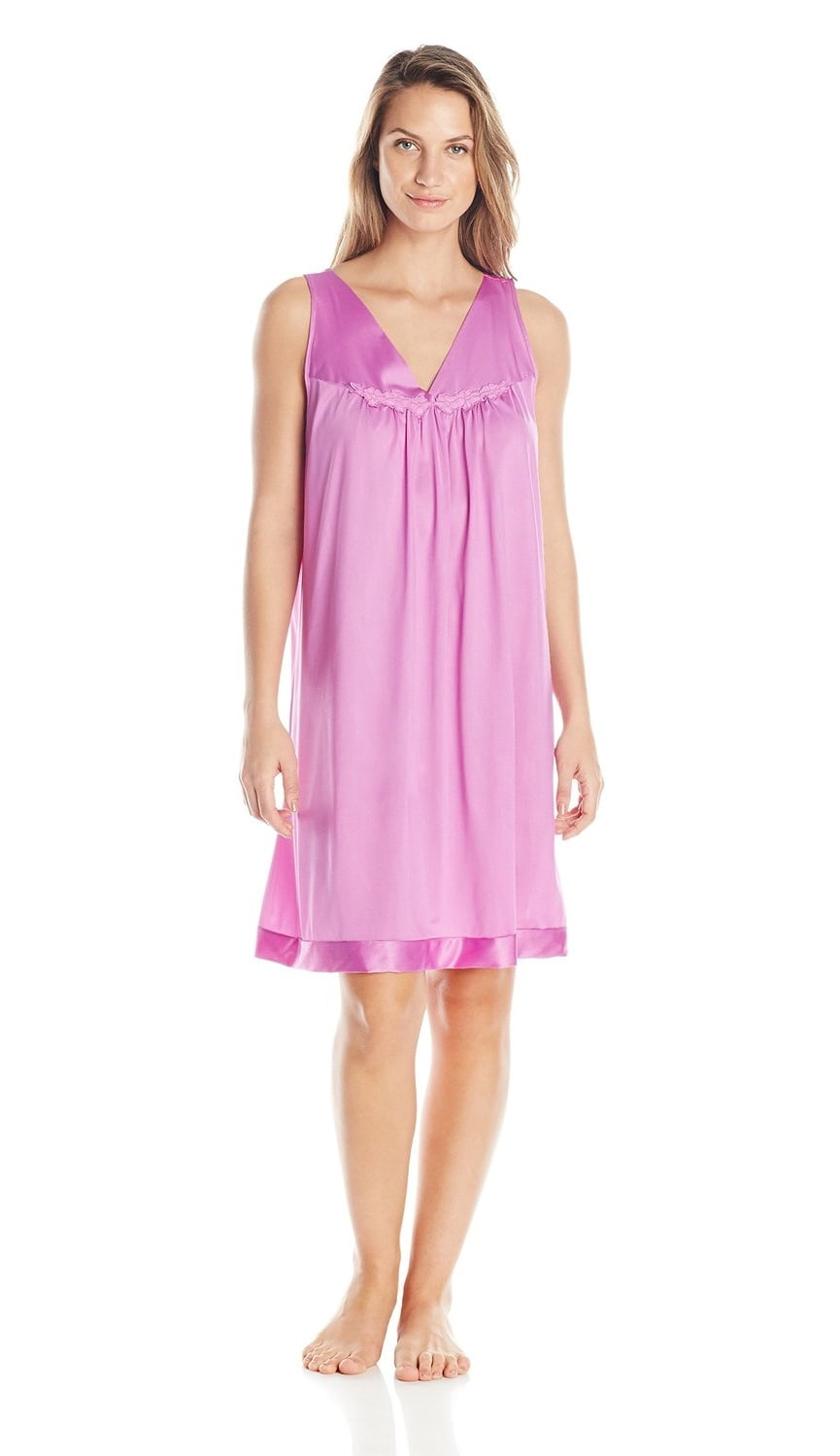Vanity Fair Coloratura Women`s Short Nightgown, M, Impatient Pink ...