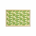 thumbnail image 1 of Banana Wall Art with Frame, Tropical Fruits on Leaves Aloha Vibes Exotic Summer Pattern Repetition, Printed Fabric Poster for Bathroom Living Room, 35" x 23", Yellow Lime Green, by Ambesonne, 1 of 2