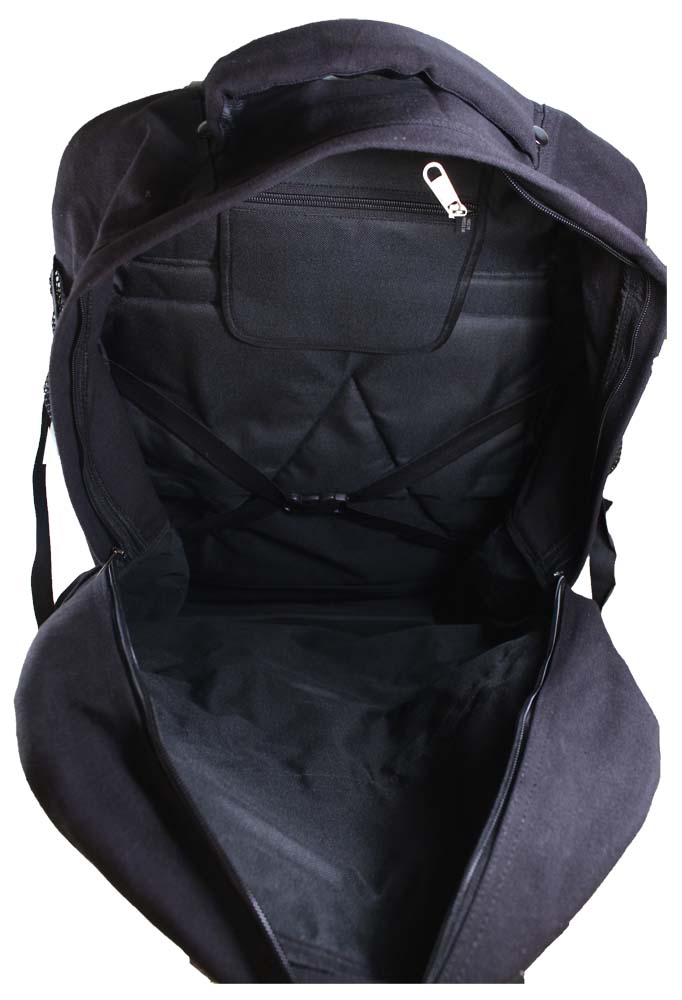 ADROIT Jumbo Size Outdoor Heavy Duty Black Canvas Backpack | 28" (71.1 cm) x 17" (43.2 cm) x 9" (22.9 cm) | Designed for Serious Outdoor Enthusiasts - image 5 of 7