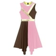 thumbnail image 3 of Aislor Womens Color Block Sleeveless Asymmetrical Hem Dress Dancewear Pink&Brown M, 3 of 7