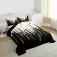 thumbnail image 3 of Manfei Abstract Oil Painting Bedding Comforter Set 2pcs, Black Gold Ombre Twin Comforter Sets, Watercolor Brush Strokes Bedding Set, Luxury Bedroom Decor, 3 of 8