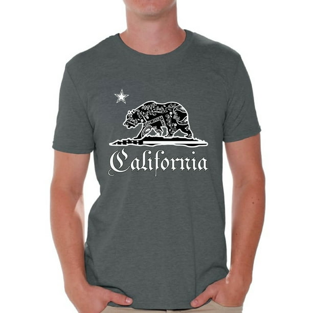 Shop4Ever California Distressed White Bear T-Shirt Cali Shirts