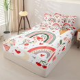 thumbnail image 3 of Manfei Valentine Rainbow Zipper Full Size Comforter Sets with Fitted Sheet and 2 Pillowcases, Cherry Tulip Flower Zipper Bedding Set, White Red Green, Polkadot Reversible, 4-Piece, 3 of 7