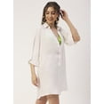 thumbnail image 4 of Moomaya Solid Women Long Cover Up Shirt, Button Down Long Collared Casual Sheer Shirt, 4 of 6