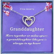 Granddaughter Gifts from Grandma Silver Infinity Heart Necklace from Grandmother, Best Birthday Gift Ideas, Pendant Jewelry Necklaces Valentines Day gifts