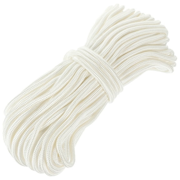 Zehuanyu 30M Solid Braided Nylon Rope and Weather Resistant Rope for Camping Indoor and Outdoor Sports 6mm(White)