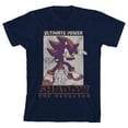 thumbnail image 6 of Sonic The Hedgehog Modern Shadow in Halftone effect, Logo text, Ultimate power on Navy Kids T-Shirt-Large, 6 of 7