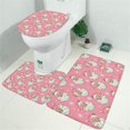 thumbnail image 2 of Pink Christmas Santa Pattern Bathroom Rugs Sets 3 Piece,Toilet Cover Set,Absorbent Non Slip Bathroom Mats Sets with U-Shaped Contour Rug Toilet Rug Set, 2 of 5