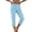 Light Blue, variant on Bloomae Linen Capri Pants for Women Wide Leg Comfy Lightweight Casual Side Slit Summer Beach Elastic High Waist Capris Cropped Lounge Trousers with Pockets