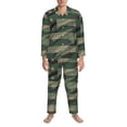thumbnail image 3 of Lsque Jungle Green Camo USA Flag Pattern Long Sleeve Pajama Set for Men - Soft 2-Piece Sleepwear and Loungewear Set with Pockets, Comfy Nightwear-Small, 3 of 7