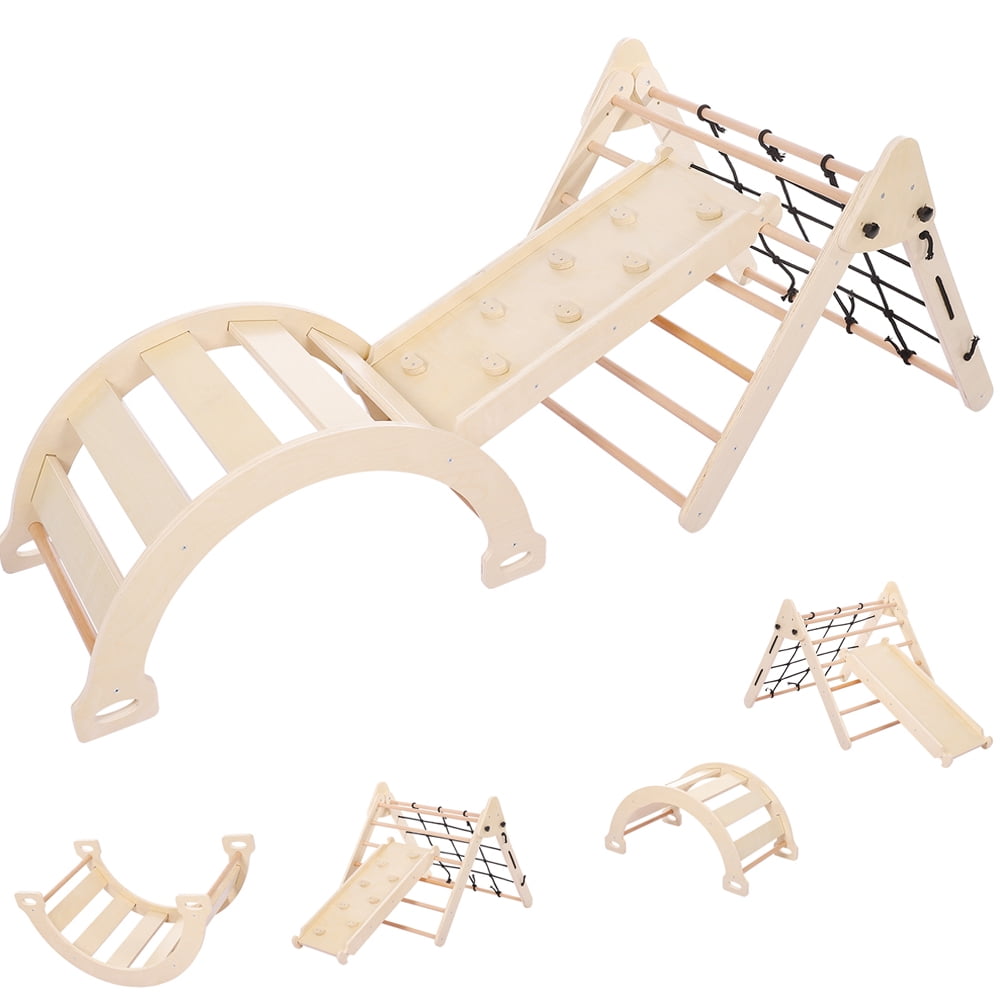 Toddler Climbing Toys Indoor,Montessori Wooden Indoor Play Gym, 3in1