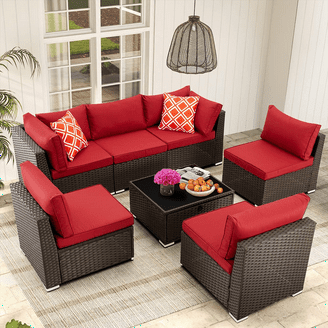 Crosley Furniture KO70008BR-GY Palm Harbor 8-Piece Resin Wicker