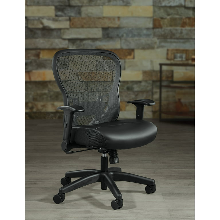Office Star Black Deluxe R2 SpaceGrid Back Chair with Memory Foam Mesh