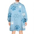 thumbnail image 2 of Wearable Oversized Blanket,Blue Dog Paw Footprint Wearable Blanket Hoodie for Adults,Cozy Hooded Blankets with Super Pockets,Super Warm Fuzzy Pullover for Women & Men, 2 of 6