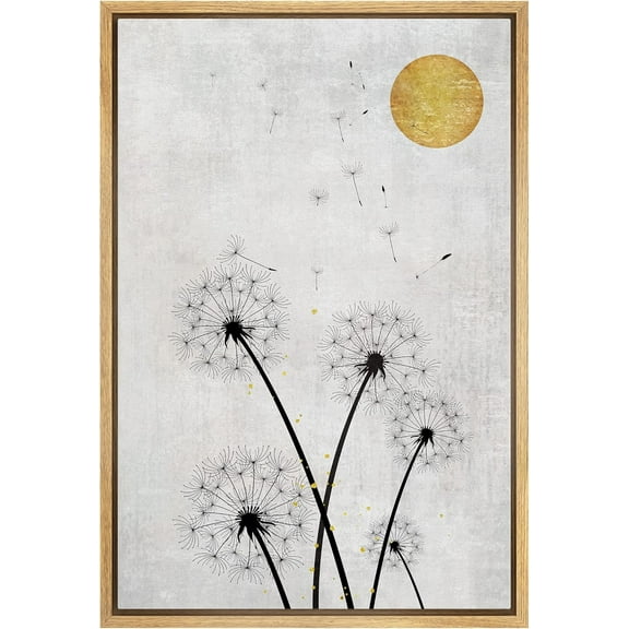 Aaheei Canvas Print Wall Art Grunge Pastel Dandelion Flower Silhouette Sunlight Nature Wilderness Illustrations Modern Art Farmhouse/Country for Living Room, Bedroom, Office